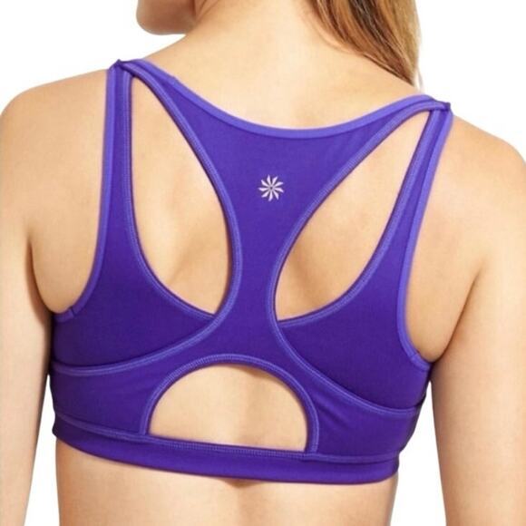Athleta Triple Dare Bra Purple Blue Bra Strappy Back Sports Bra‎ Purple Paradise - Picture 1 of 9